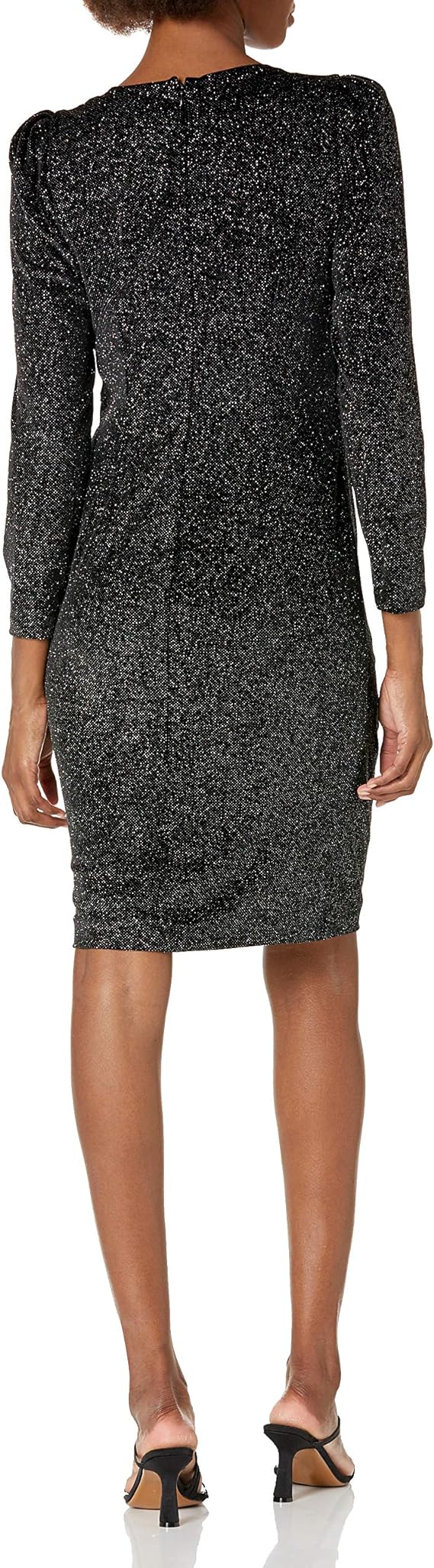 Calvin Klein Glitter Velvet Ruffle-Trim Dress Color Black Multi Size 12