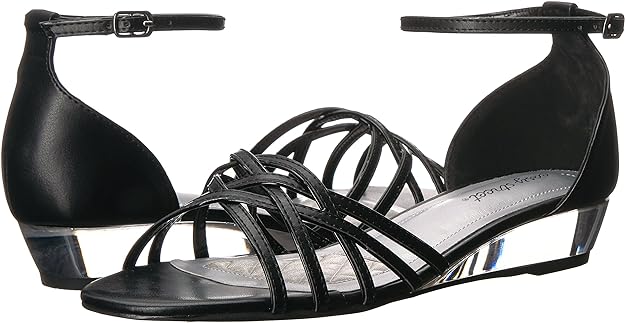Easy Street Women's Tarrah Crossover Wedge Sandals Color Black Size 7W