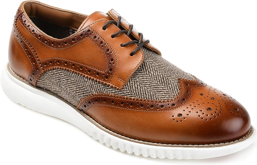 Thomas & Vine Mens Wilder Wingtip Derby Shoes Color Cognac Size 8.5M