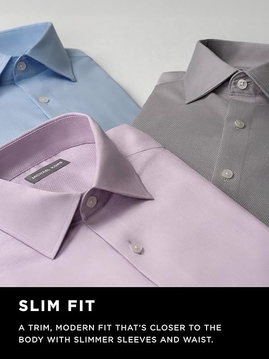 Michael Kors Men's Comfort Stretch Slim Fit Dress Shirt White 17 34/35