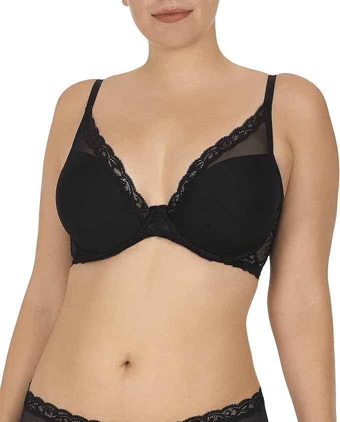Natori Women's Feathers Lace Contour Plunge Bra Black Size 34C