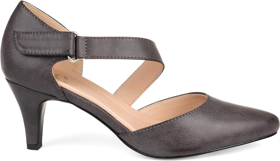Journee Collection Women's Tillis Cross Strap Pump Color Taupe Size 9M