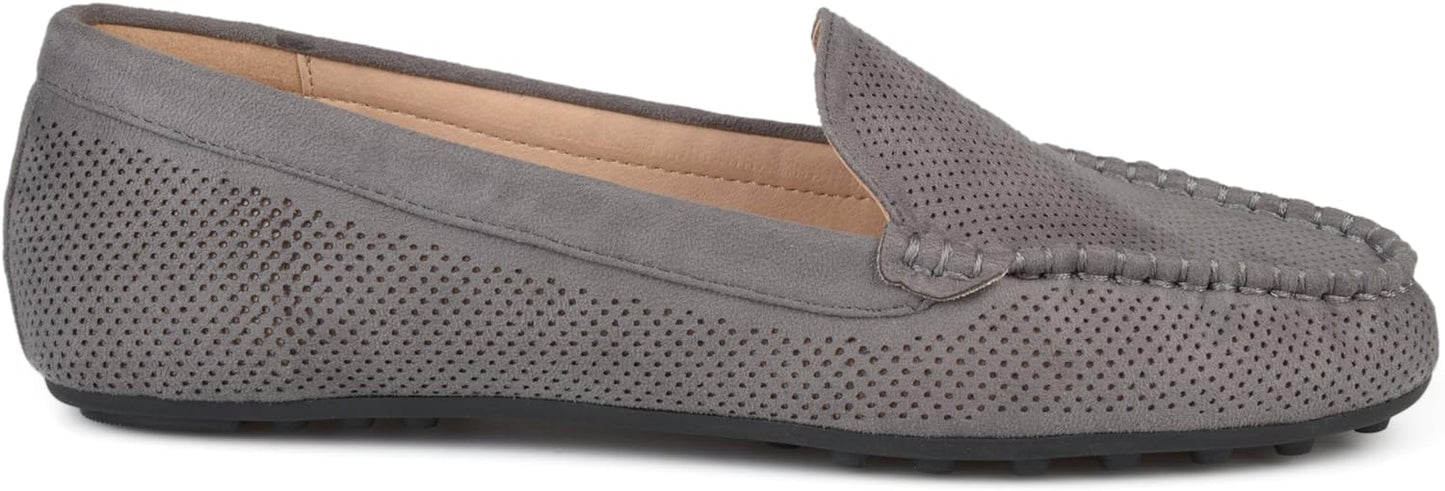 Journee Collection Women's Halsey Faux Nubuck Laser Cut Loafers Color Grey Size 7.5M