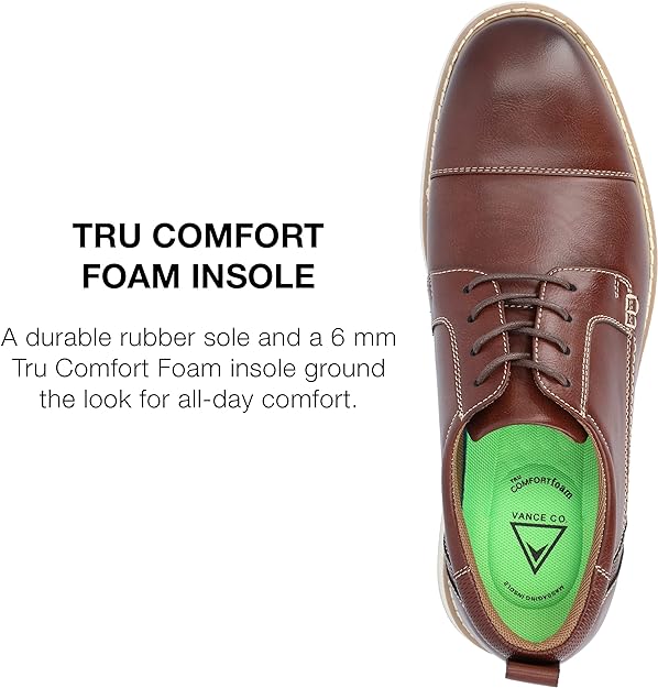 Vance Co. Men's Jedd Tru Comfort Foam Dress Shoe Color Brown Size 11M