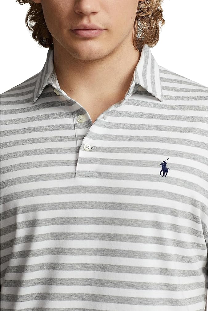 Polo Ralph Lauren Men's Classic-Fit Soft Cotton Polo Shirt Andover Heather/White Size 2XL