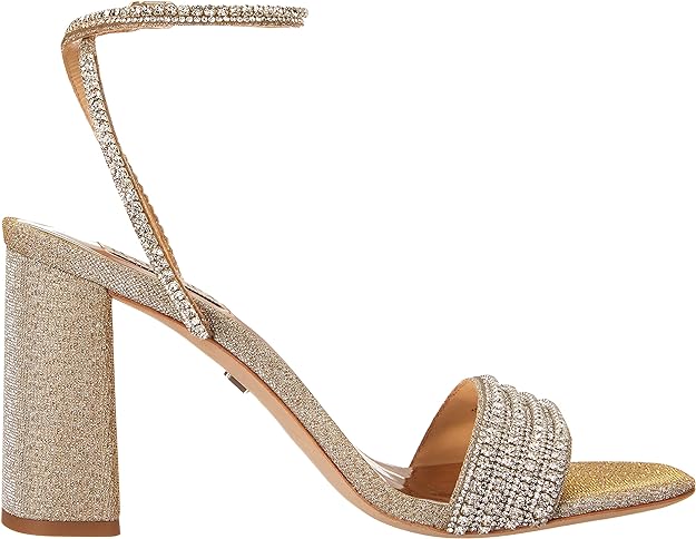 Badgley Mischka Women's Becca Heeled Sandal Color Platino Textile Size 8.5
