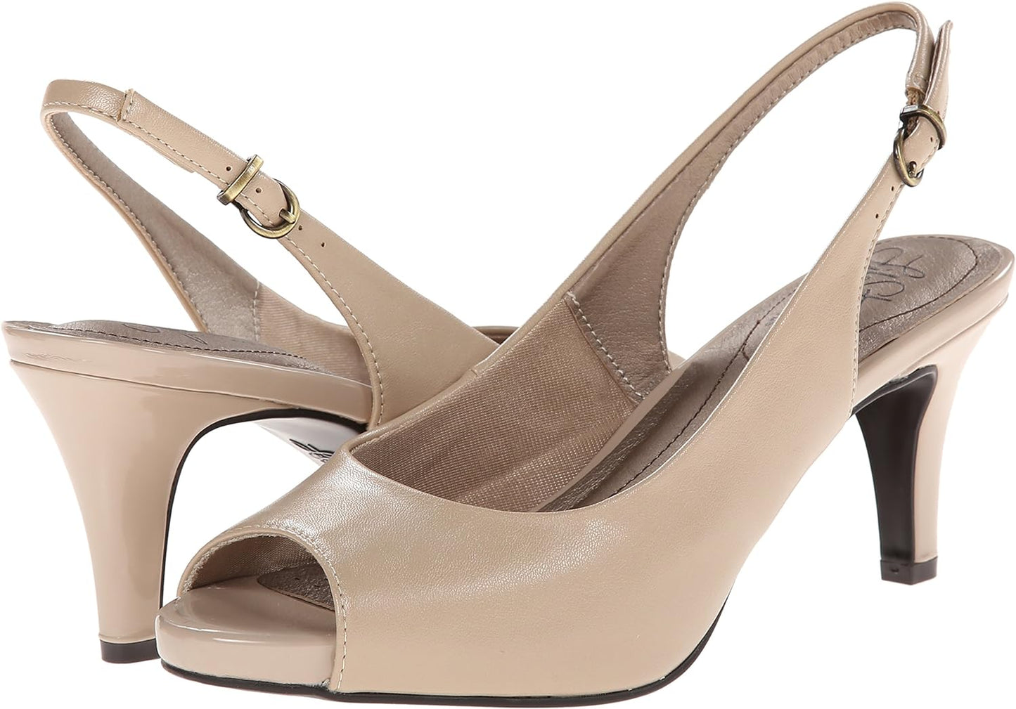 LifeStride Women's Teller Slingbacks Tender Dress Sandals Color Taupe Faux Leather Size 8.5M