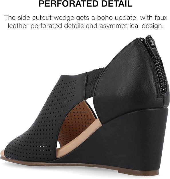 Journee Collection Women's Comfort Foam Aretha Wedge Sandals Black Size 9