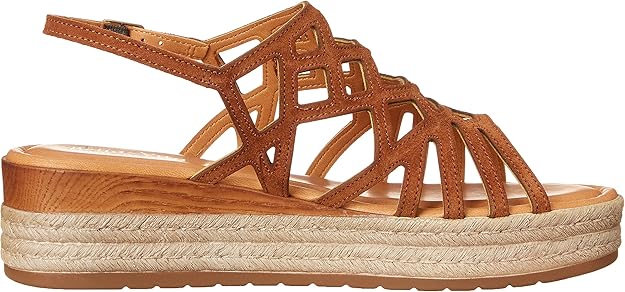 Bella Vita Women's Zip-Italy Platform Flat Sandal Whiskey Leather Size 10W