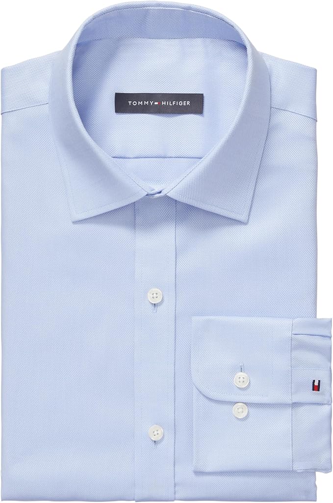 Tommy Hilfiger Men's Slim-Fit Essentials Dress Shirt Blue 16 32/33