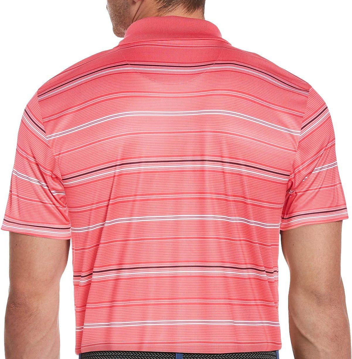PGA TOUR Men's Striped Polo Shirt Color Virtual Pink Size XL