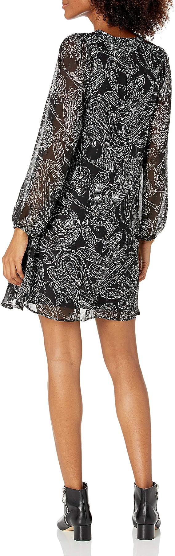 Calvin Klein Paisley Chiffon Trapeze Dress Color Black/Cream Size 4