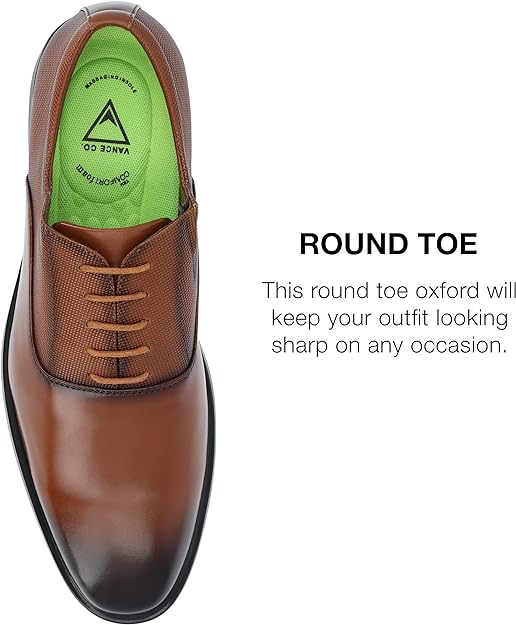 Vance Co. Men's Vincent Plain Toe Oxford Color Chestnut Size 10.5M