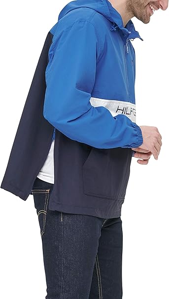 Tommy Hilfiger Men's Performance Taslan Popover Hooded Jacket Black Size S