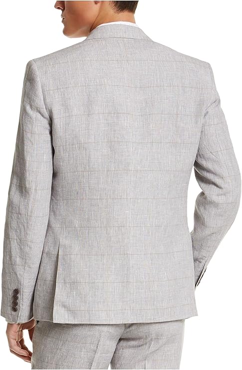 bar III Men's Linen Plaid Sportcoat Color Gray Tan Size 40L