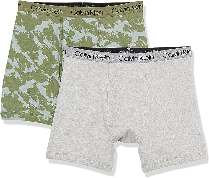 Calvin Klein Boys' Modern Cotton Boxer Briefs Underwear, 2-Pack Color Green Size XL