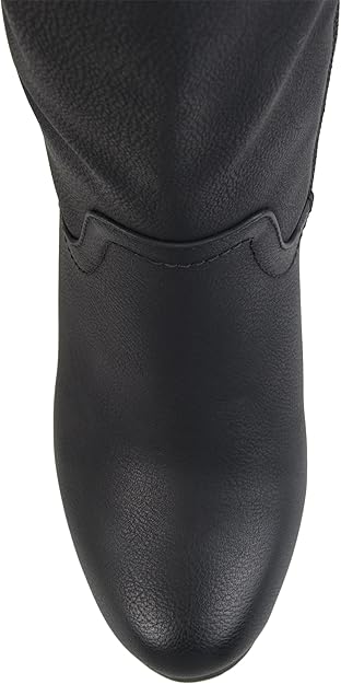 Journee Collection Langly Round Toe Faux Leather Mid-calf Wedge Boots Black Size 5.5
