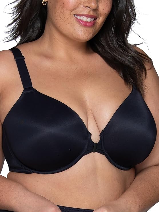 Vanity Fair Full Figure Front Closure Beauty Smoothing Bra Midnight Black Size 42C