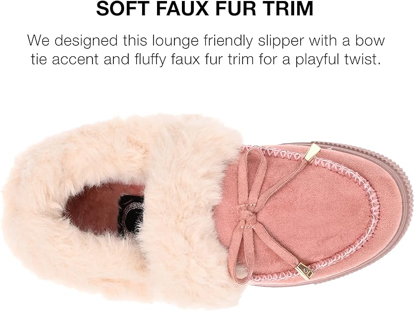 Journee Collection Women's Midnight Faux Fur Trim Slippers Color Blush Size 8M