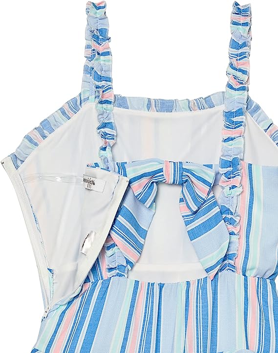 Speechless Girls' Sleeveless Ruffled Tiered Dress Color Blue/White Size 12