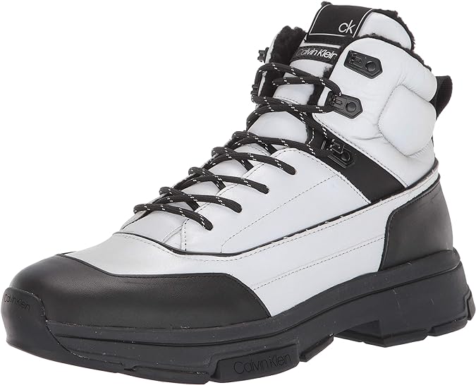 Calvin Klein Men's Cillian Smooth Calf Boot Color Silver/Black Size 10M