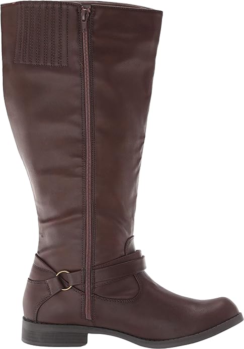 Easy Street Women's Quinn Plus Plus Harness Boot Color Brown Burnish Size 8.5M (Extra Wide Calf)