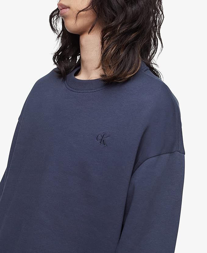 Calvin Klein Men's Relaxed-Fit Embroidered Fleece Sweatshirt Color Ink Size XL
