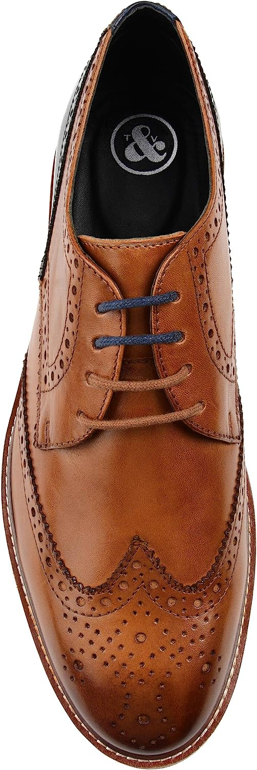 Thomas & Vine Mens Ridley Wingtip Derby Shoes Color Cognac Size 10.5M