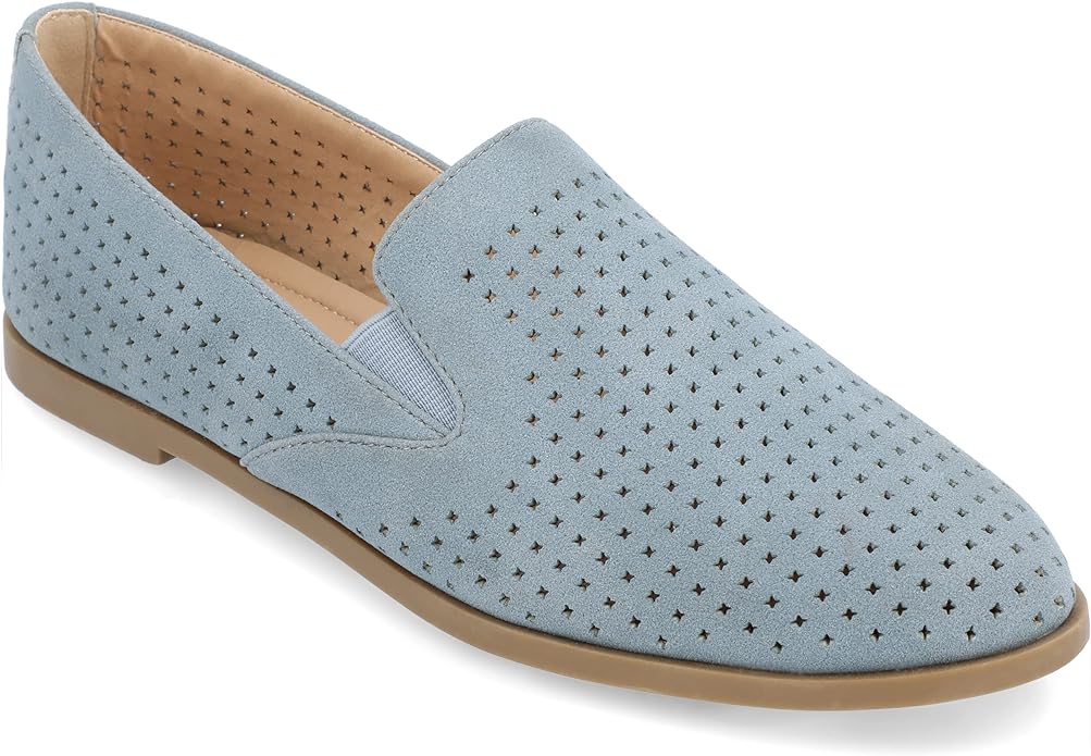 Journee Collection Women's Lucie Slip On Almond Toe Loafer Flats Color Blue Size 7M