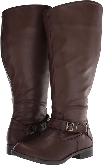 Easy Street Women's Quinn Plus Plus Harness Boot Color Brown Burnish Size 8.5M (Extra Wide Calf)