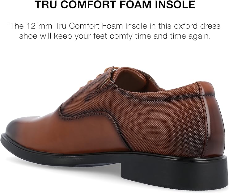 Vance Co. Men's Vincent Plain Toe Oxford Color Chestnut Size 10.5M