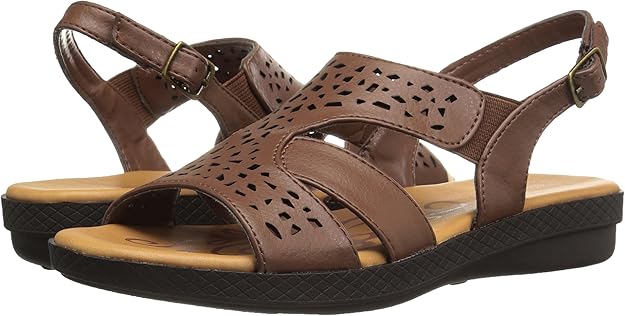 Easy Street Women's Bolt Flat Sandal Tan Size 9