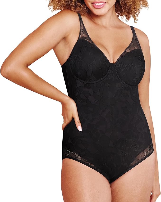 Bali Firm-Control Ultra-Light Lace Shapewear w/ Underwire Bra Sheer Black Size 40B