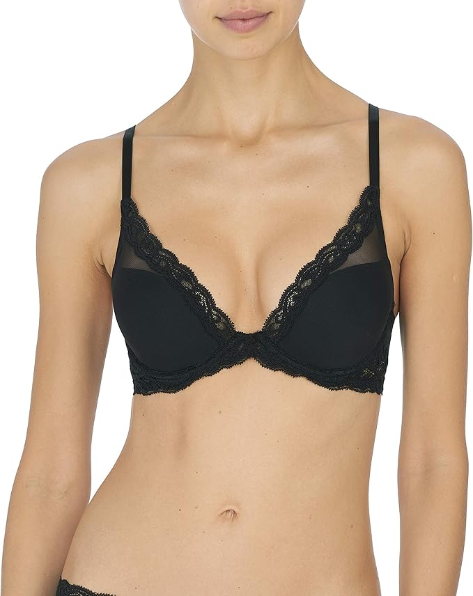 Natori Women's Feathers Lace Contour Plunge Bra Black Size 34C