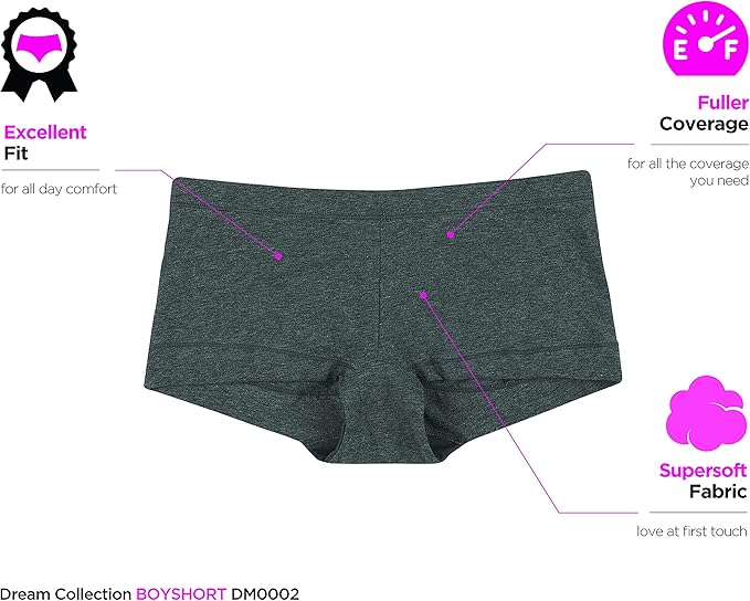 Maidenform Dream Cotton Tailored Boyshort Panties Black Size M