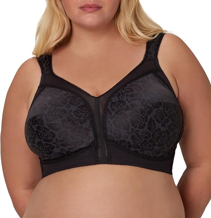 Playtex 18 Hour Full-Coverage Comfort-Strap Wireless Bra Black Size 44D