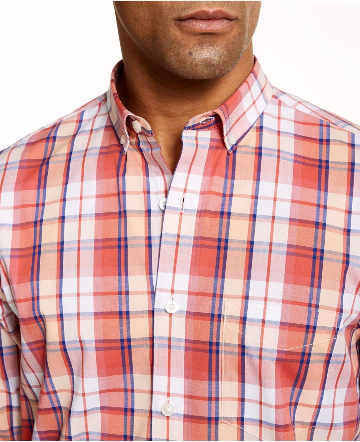 Club Room Men's Moisture Wicking Plaid Button-Down Shirt Color Red Combo Size XL