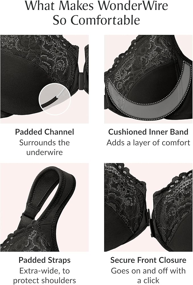 Glamorise Full Figure Wonderwire Front-Closure Underwire Bra Cafe Size 34DD