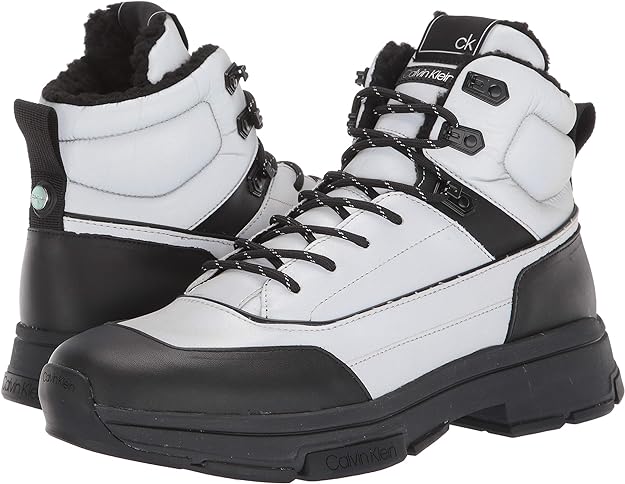 Calvin Klein Men's Cillian Smooth Calf Boot Color Silver/Black Size 10M