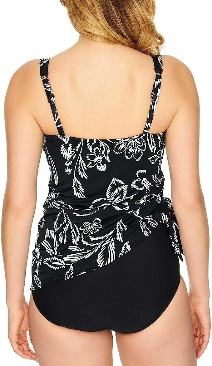 Swim Solutions Women's Tummy-Control Flyaway Swimdress Color Classic Bloom Size 12