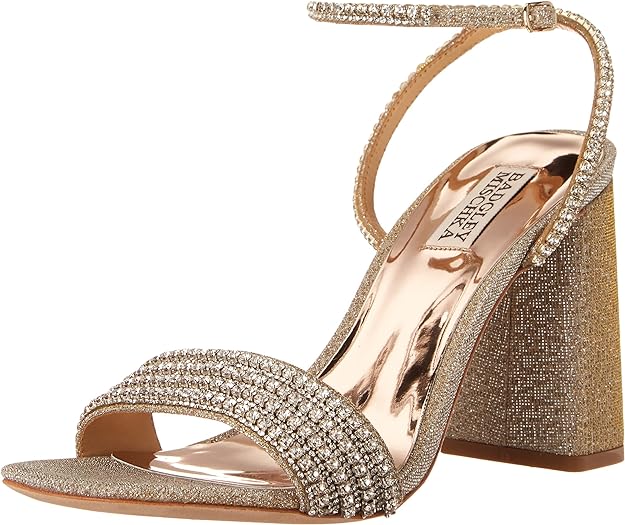 Badgley Mischka Women's Becca Heeled Sandal Color Platino Textile Size 8.5