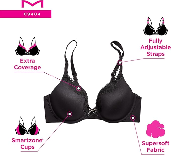 Maidenform Comfort Devotion Full Coverage Underwire T-Shirt Bra Black Size 34C