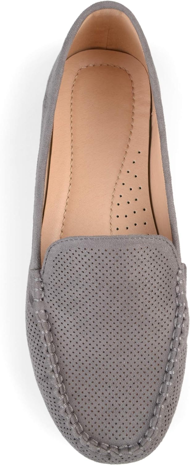 Journee Collection Women's Halsey Faux Nubuck Laser Cut Loafers Color Grey Size 7.5M