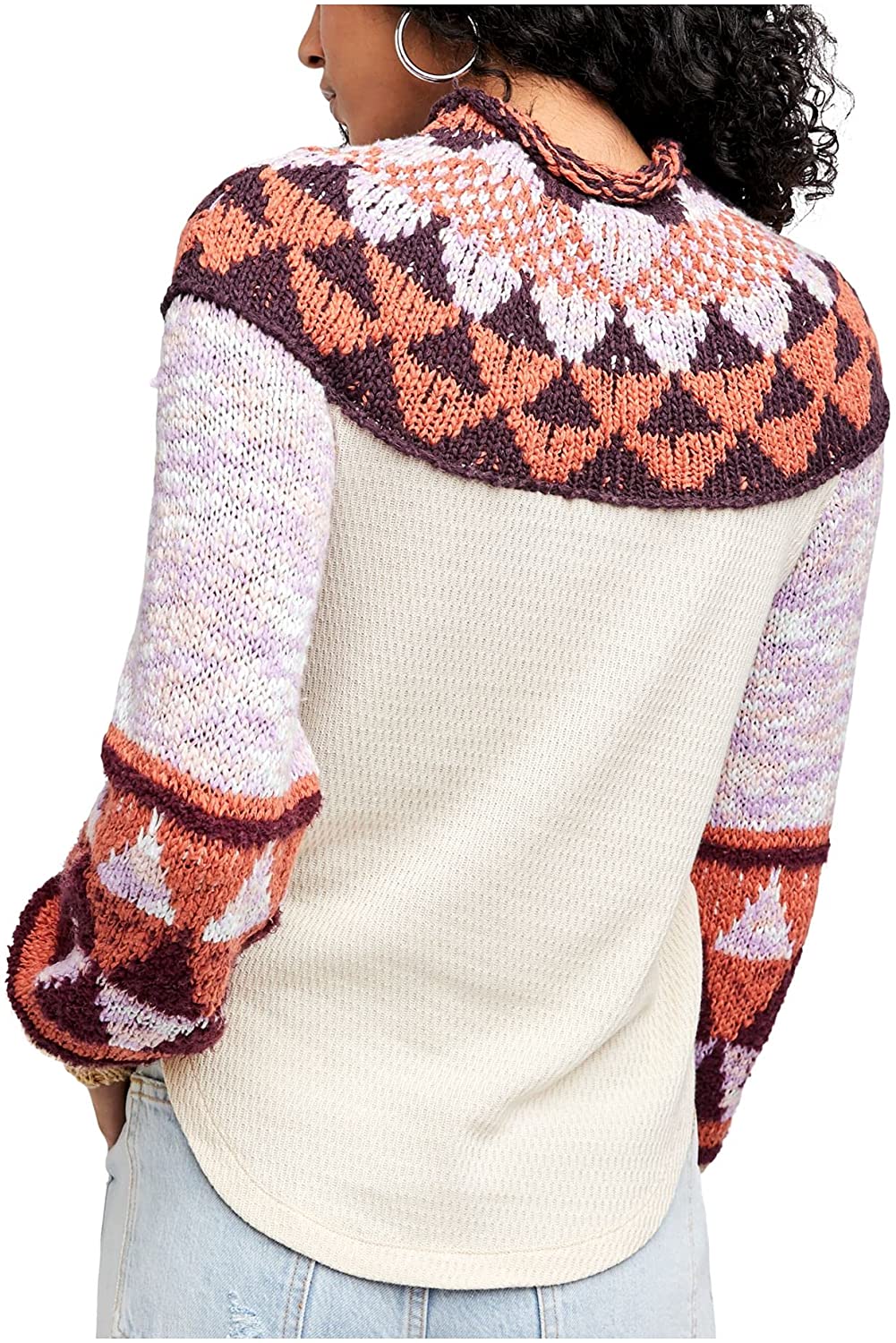 Free People Women’s Swit The Small Stuff Crochet Sweater Color Femme Combo Size S