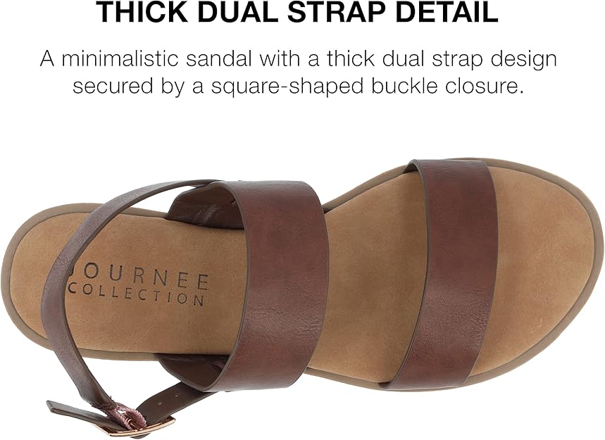 Journee Collection Women's Lavine Lavine Multi Strap Flat Sandals Brown Size 7.5