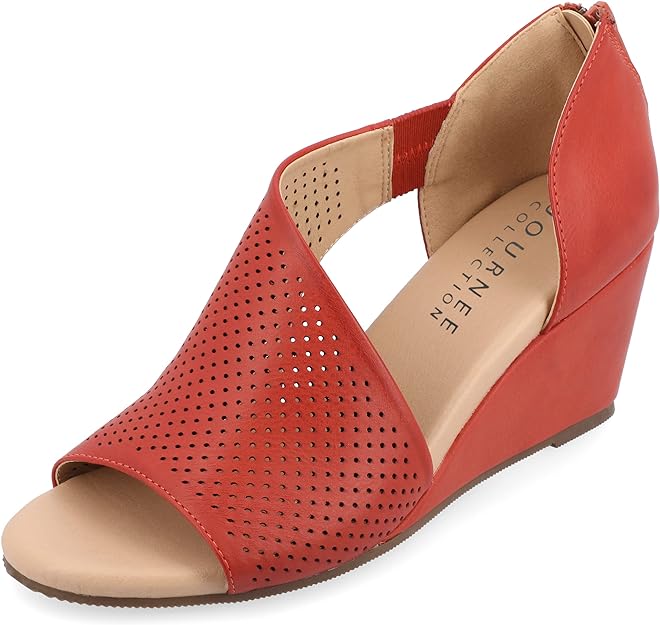 Journee Collection Women's Aretha Wedge Sandal Color Rust Size 9W