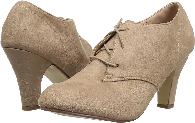 Journee Collection Women's Leona High Heel Lace-up Faux Suede Pumps Color Taupe Size 7W