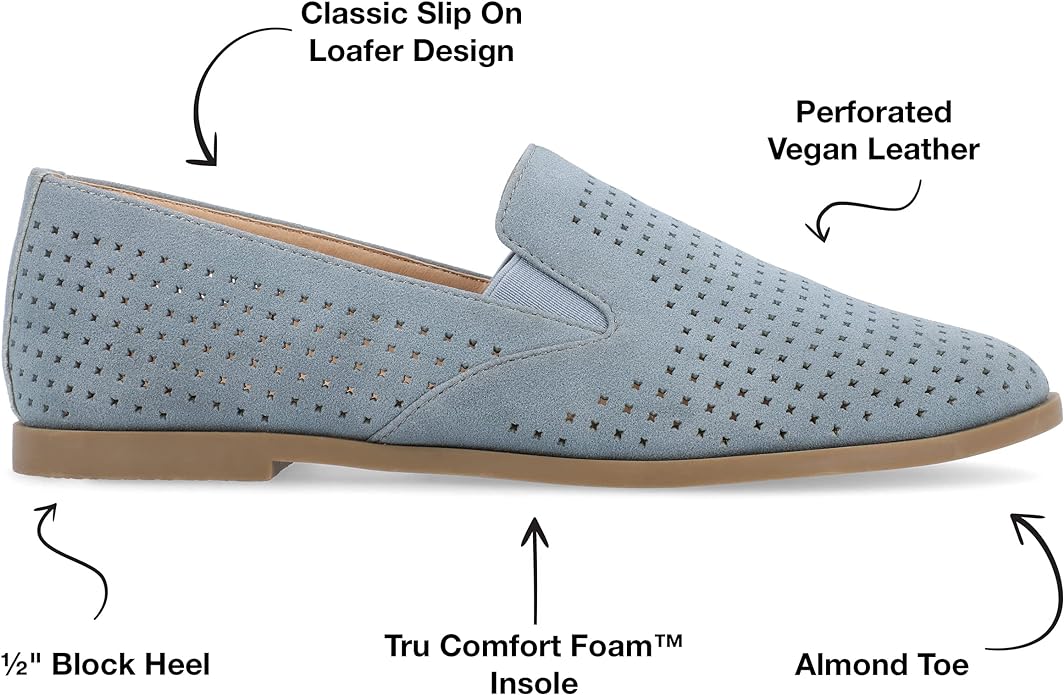 Journee Collection Women's Lucie Slip On Almond Toe Loafer Flats Color Blue Size 7M