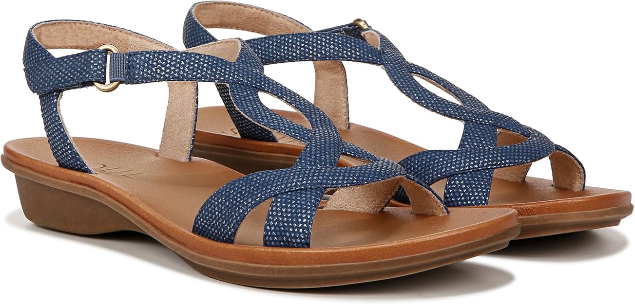Soul Naturalizer Solo Strappy Sandals Blue Texture Fabric Size 6.5