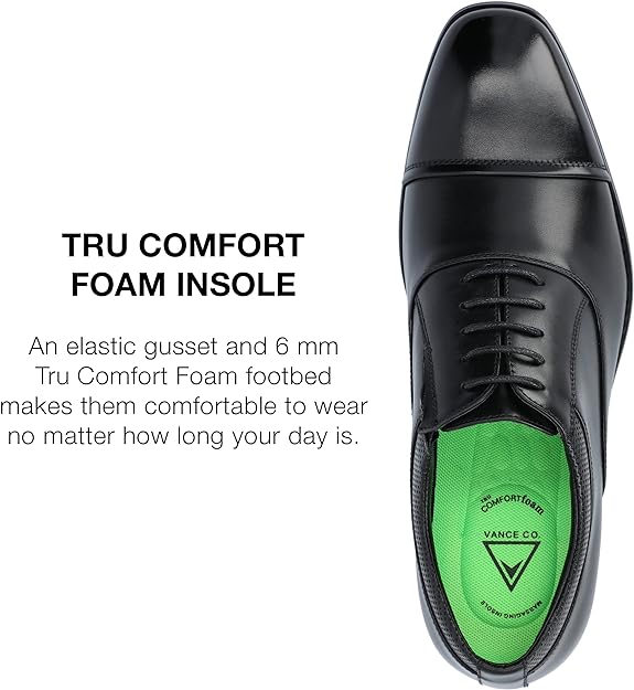 Vance Co. Men's Bradley Tru Comfort Oxford Dress Shoes Color Black Size 11W
